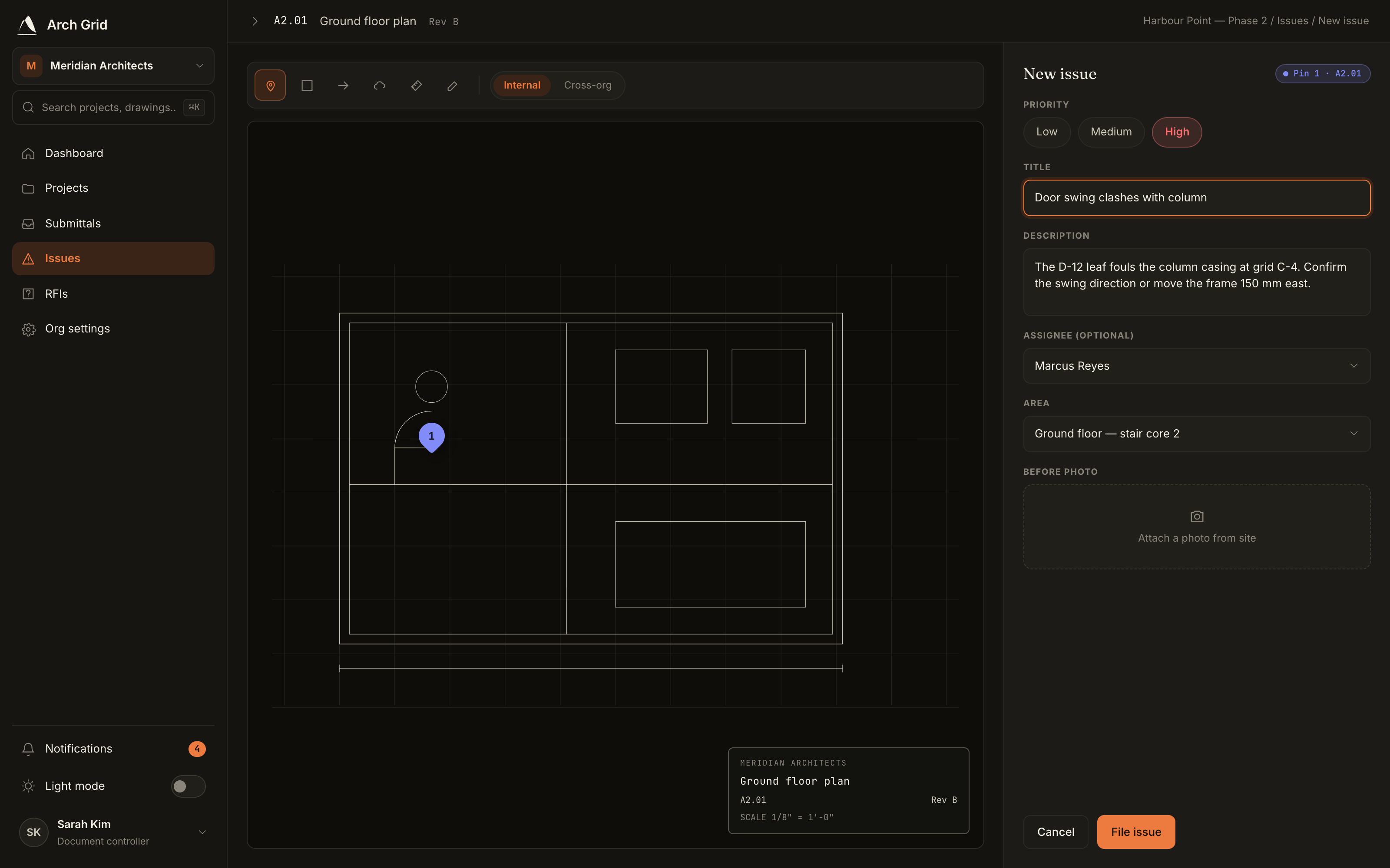 The issue compose panel.